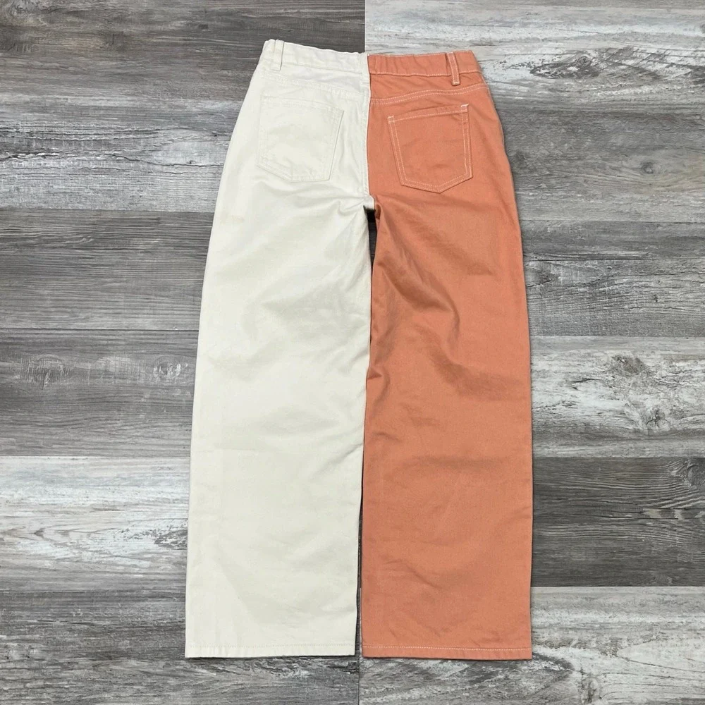 PacSun Kids Muted Clay Gardenia Cream Peachy Girls 12 High Rise Colorblock Pants - Picture 2 of 11